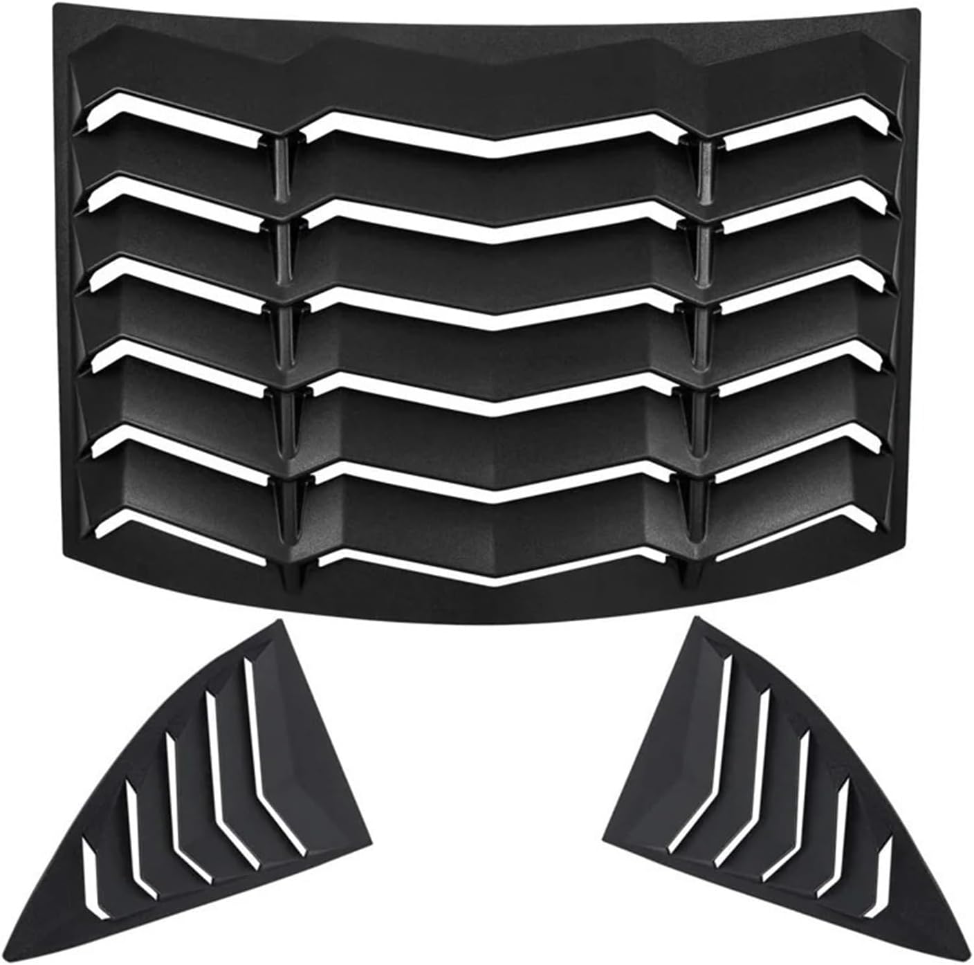 Rear And Side Window Louver Compatible with Chevrolet Chevy Camaro LS LT SS 2010-2015 Matte Black Windshield Scoop Louvers Sun Shade Cover