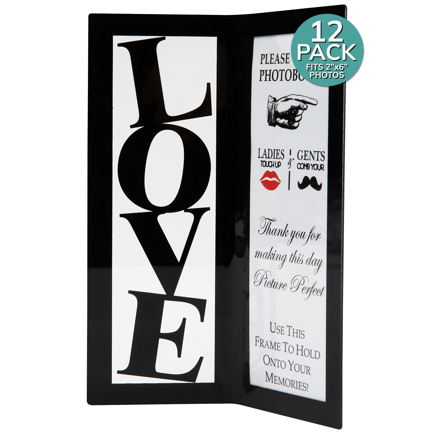 Cadre photo Booth Amour en acrylique noir 2x6 pouces pour souvenirs de photomaton