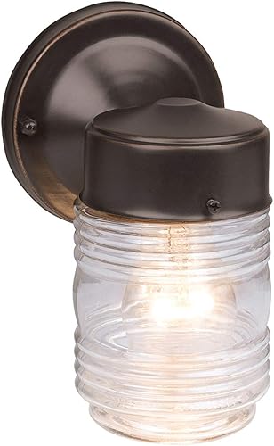 Miniatura 7 de Design House 587311 Tarro de gelatina clásico (2 luces) para interiores y exteriores con vidrio acanalado transparente para entrada, porche, patio,