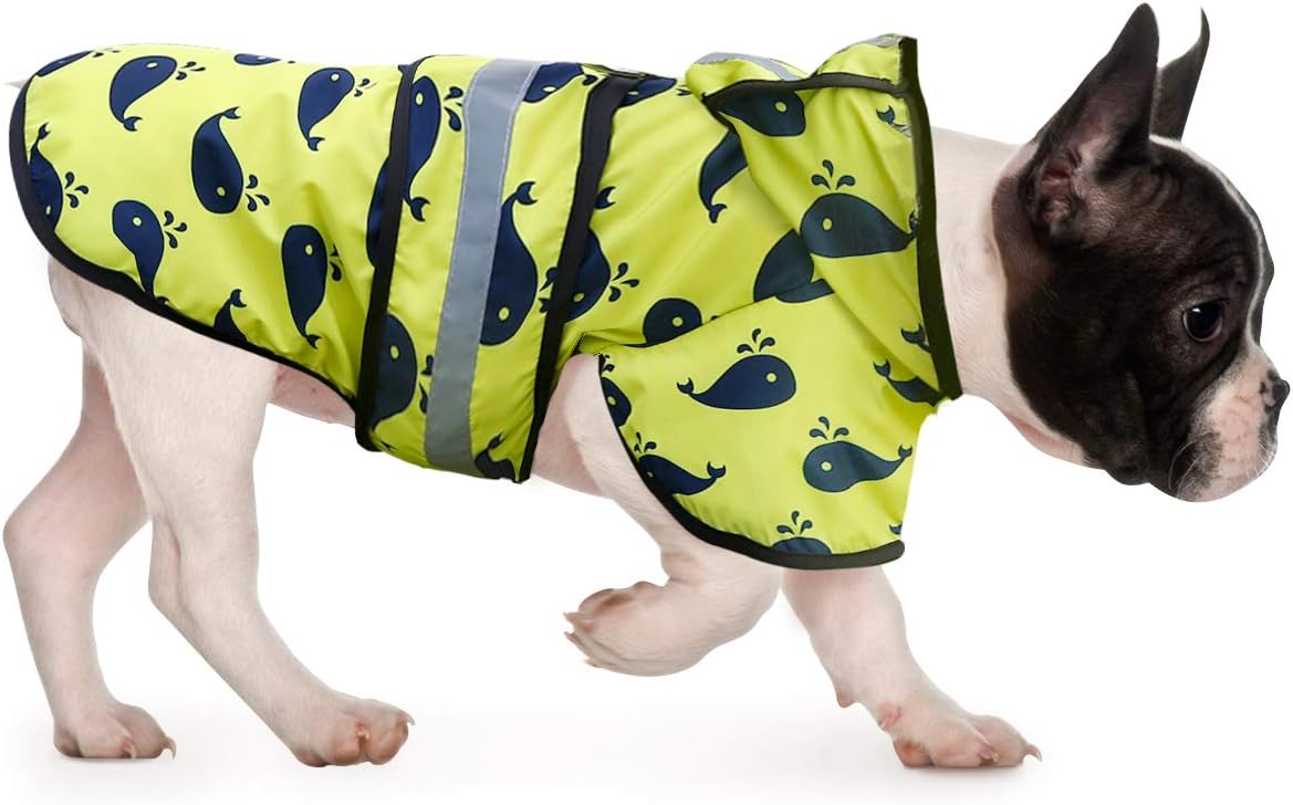 Whale Print Dog Raincoat with Hood Whales / Medium