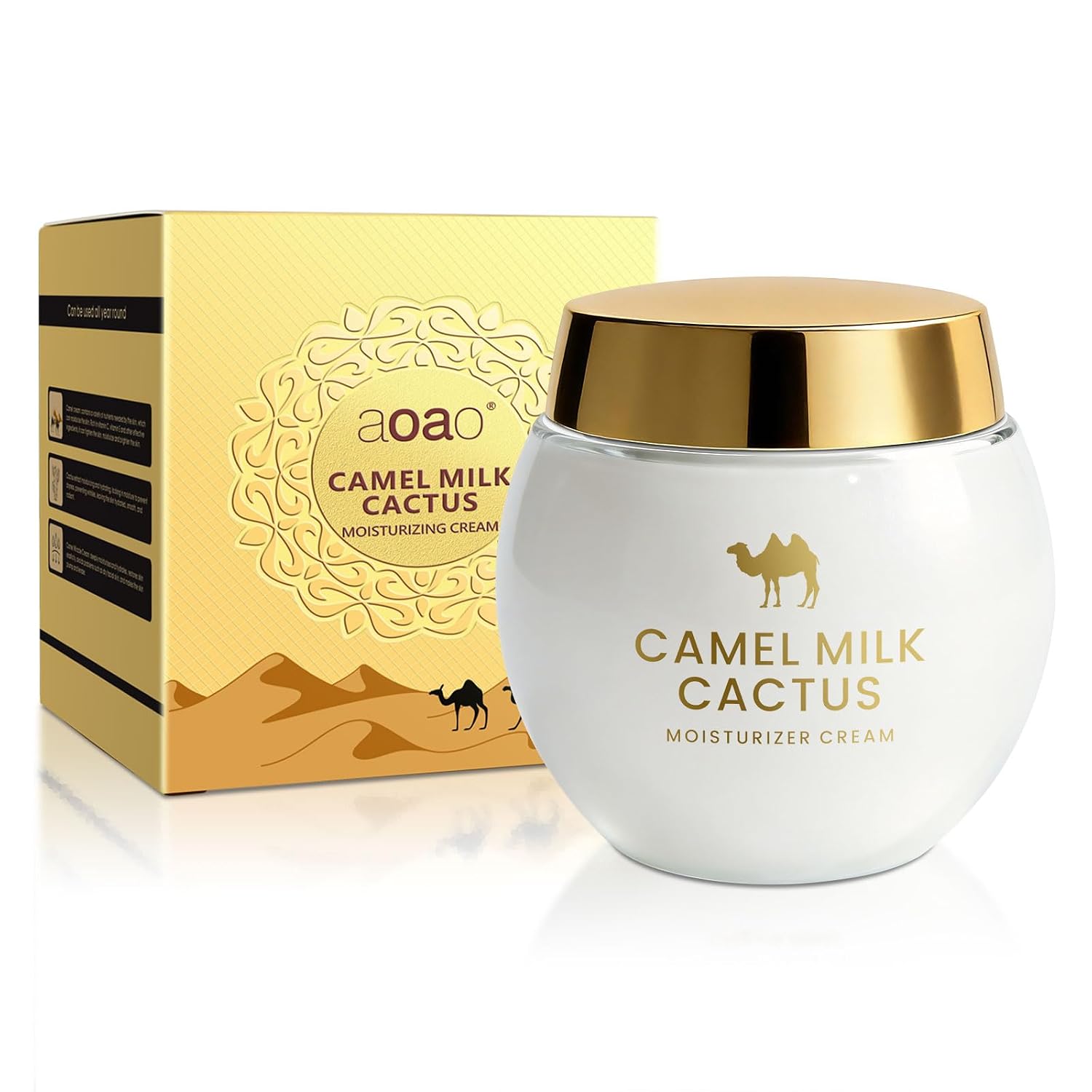 AOAO Camel Milk Cactus Moisturizing Repair Cream, Moisturizer Night Cream for Face and Neck, Maintains Normal Stratum Corneum Hydration, Improves Skin Feel, Fast-Absorbing & Nourishing 130g/4.6oz