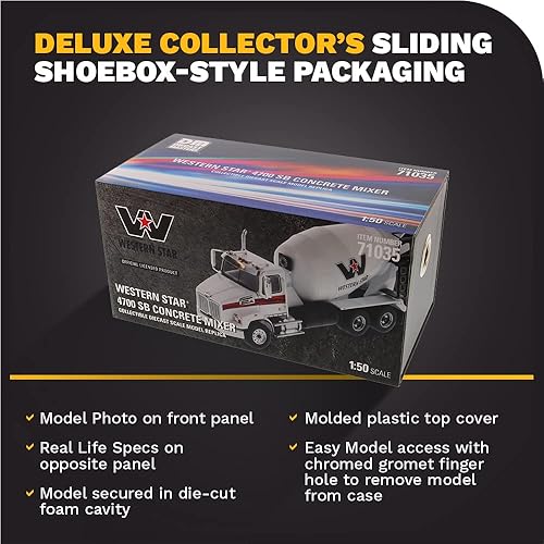 Miniatura 6 de Diecast Masters Escala 1:50 Western Star 4700 SBFA Tándem con Mezclador | Serie Transporte | Modelo Blanco 71035