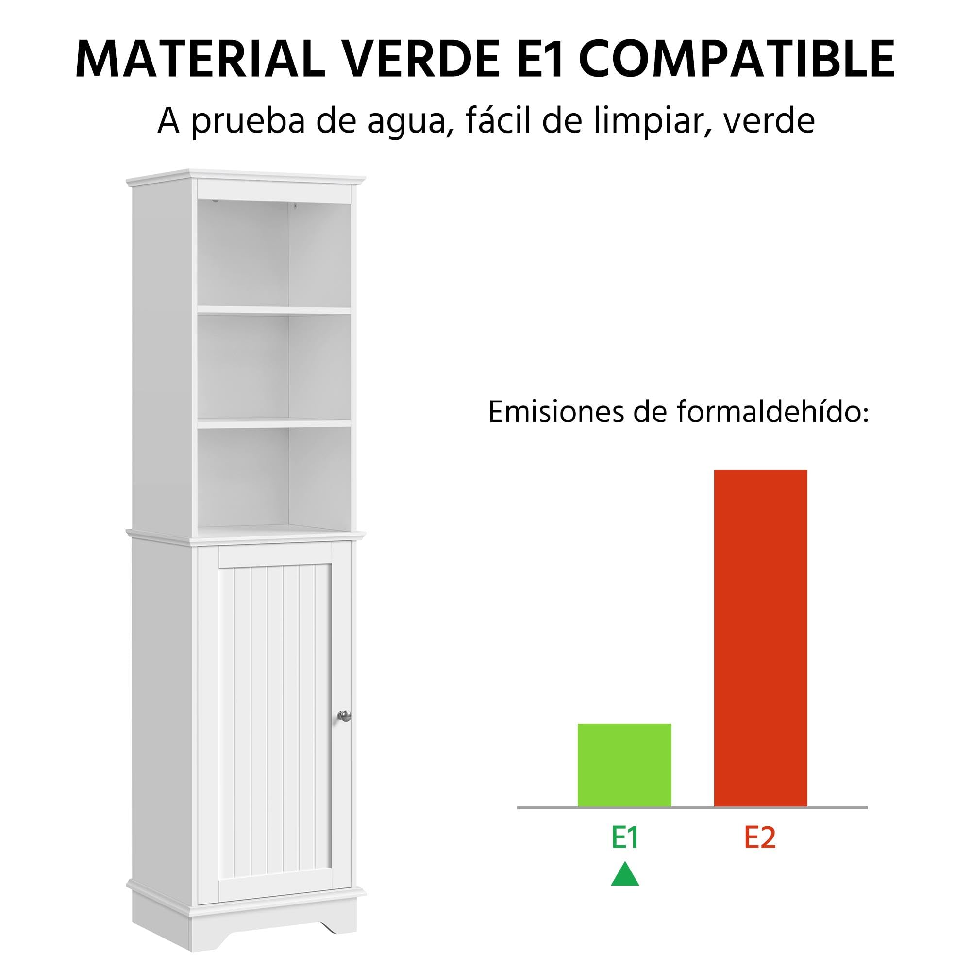 Yaheetech Armario Alto Baño Mueble Auxiliar de Baño 40x30x153 cm Blanco | con Estantes Ajustables Armario de Cocina con Puerta Armario Estrecho