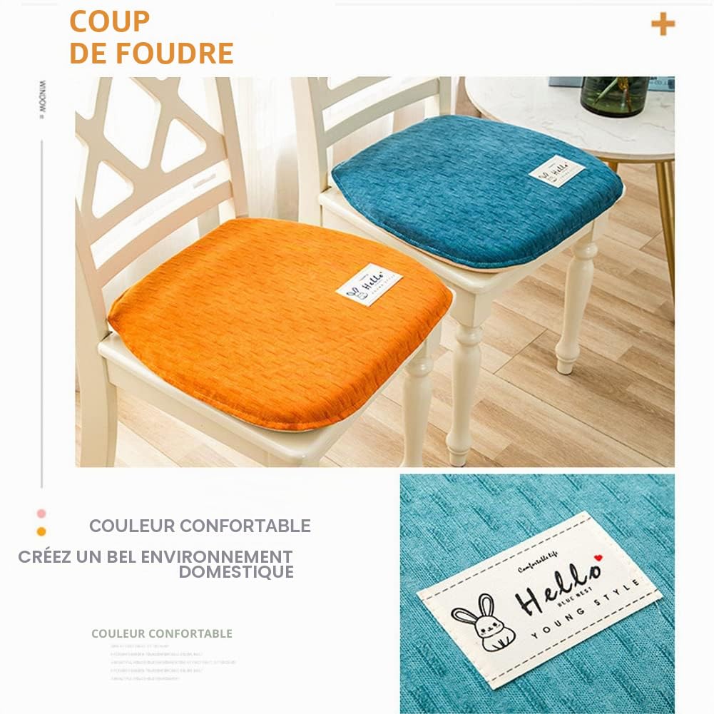 Coussin Chaise Cuisine Lavable, Galette De Chaise Lot De 2 avec Attaches, Antidérapant, Galette De Chaise Dehoussable, Coussins De Chaises D'Interieur Mousse à ​MéMoire(Size:36x38x4.5cm,Color:B)
