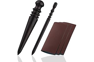 5-Piece Leather Edge Slicker Kit with Ergonomic Wood Handle