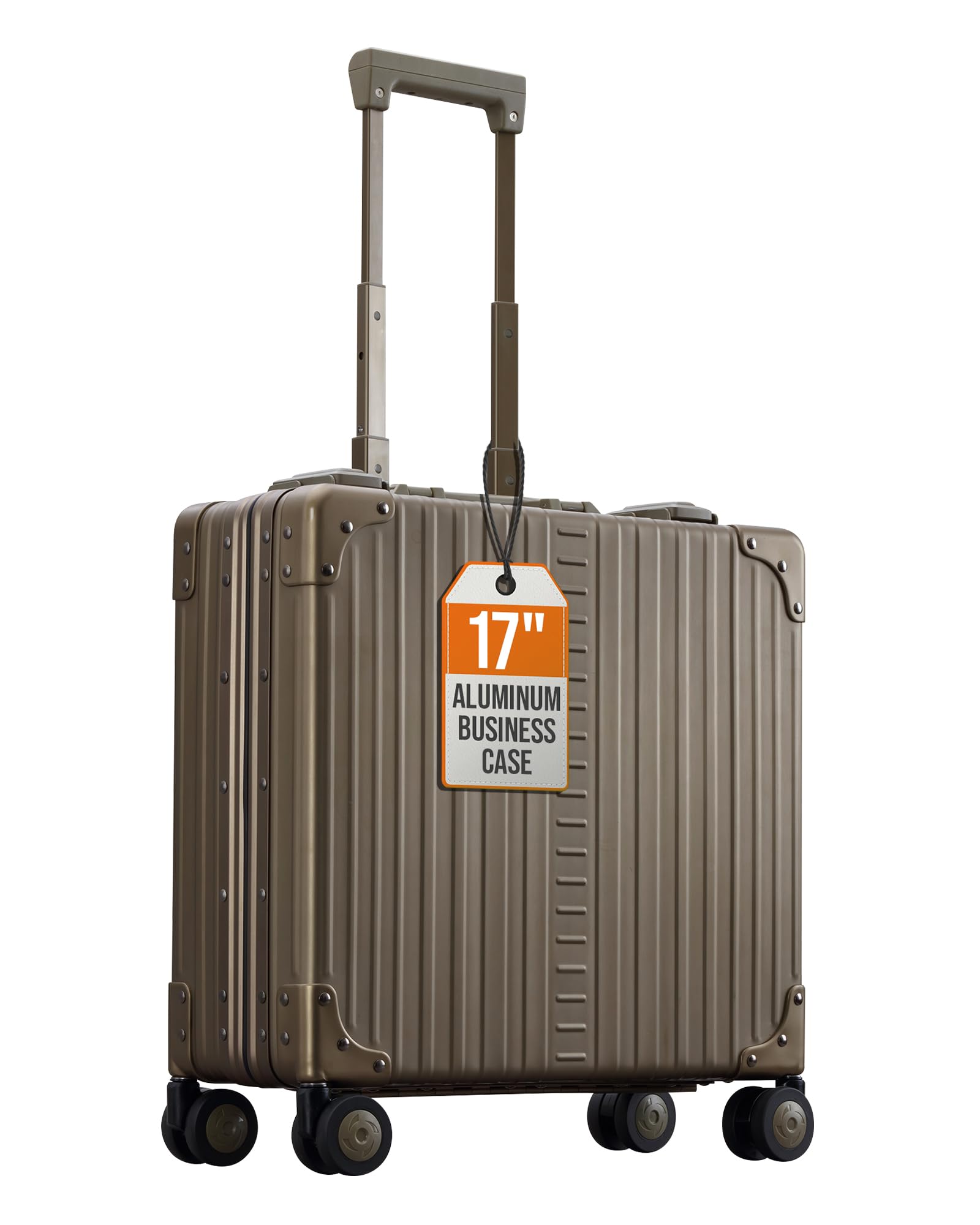 Aleon All Aluminum Lightweight 17" Rolling Laptop Catalog Case, Vertical Opening with TSA Locks & Aircraft-Grade Aluminum Frame