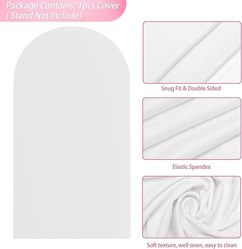 Miniatura 3 de Wokceer Cubierta de fondo de arco de boda de 7.2 pies de elastano, ajustada, color blanco, cubierta de arco de boda, cubierta de telón de fondo para