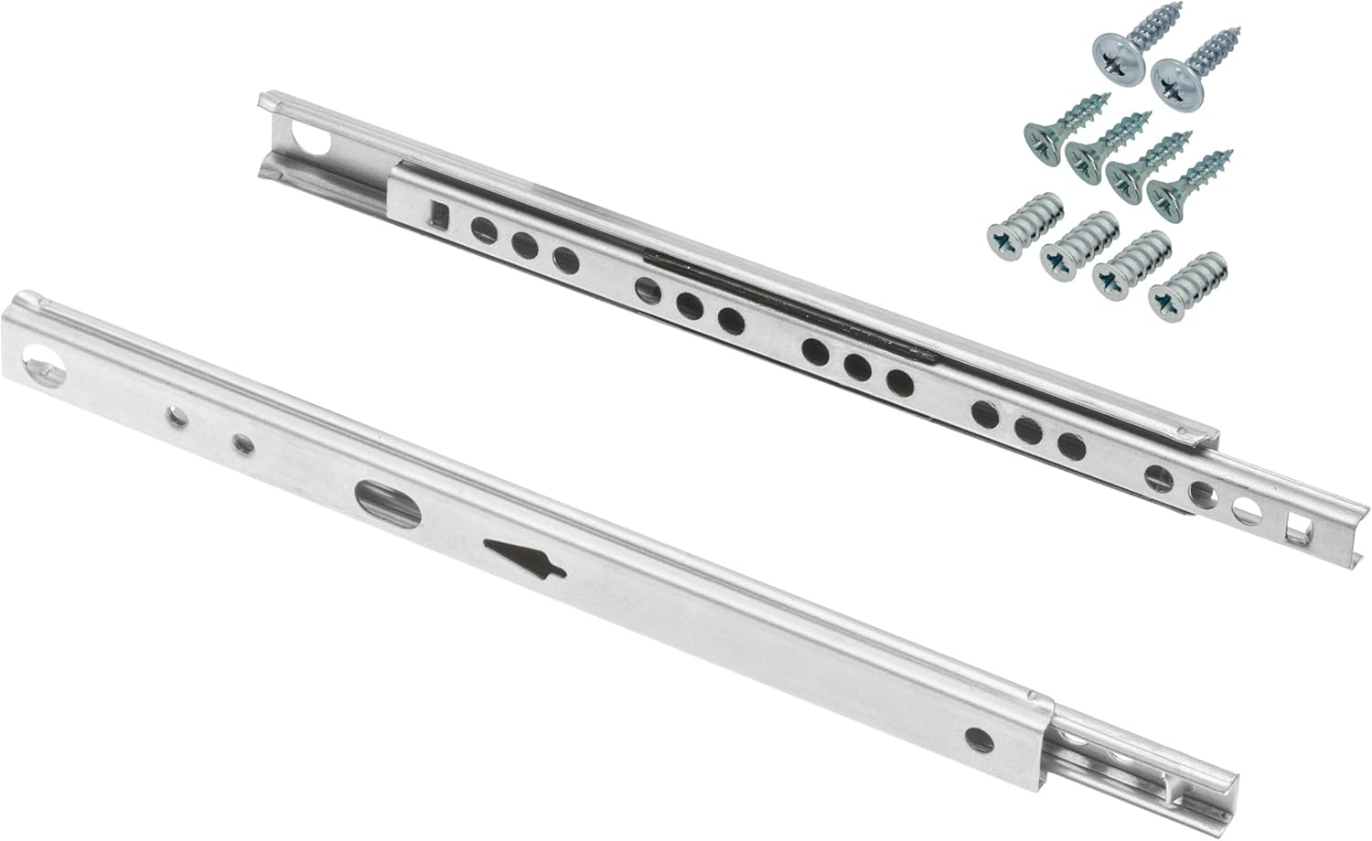 GTV Schubladenschienen H17, laufschienen für schubladen, schubladen schienensystem mit möbelschrauben, L:406 mm, universell einsetzbar für Schubladen mit Einsteck- und Überlappungsfronten