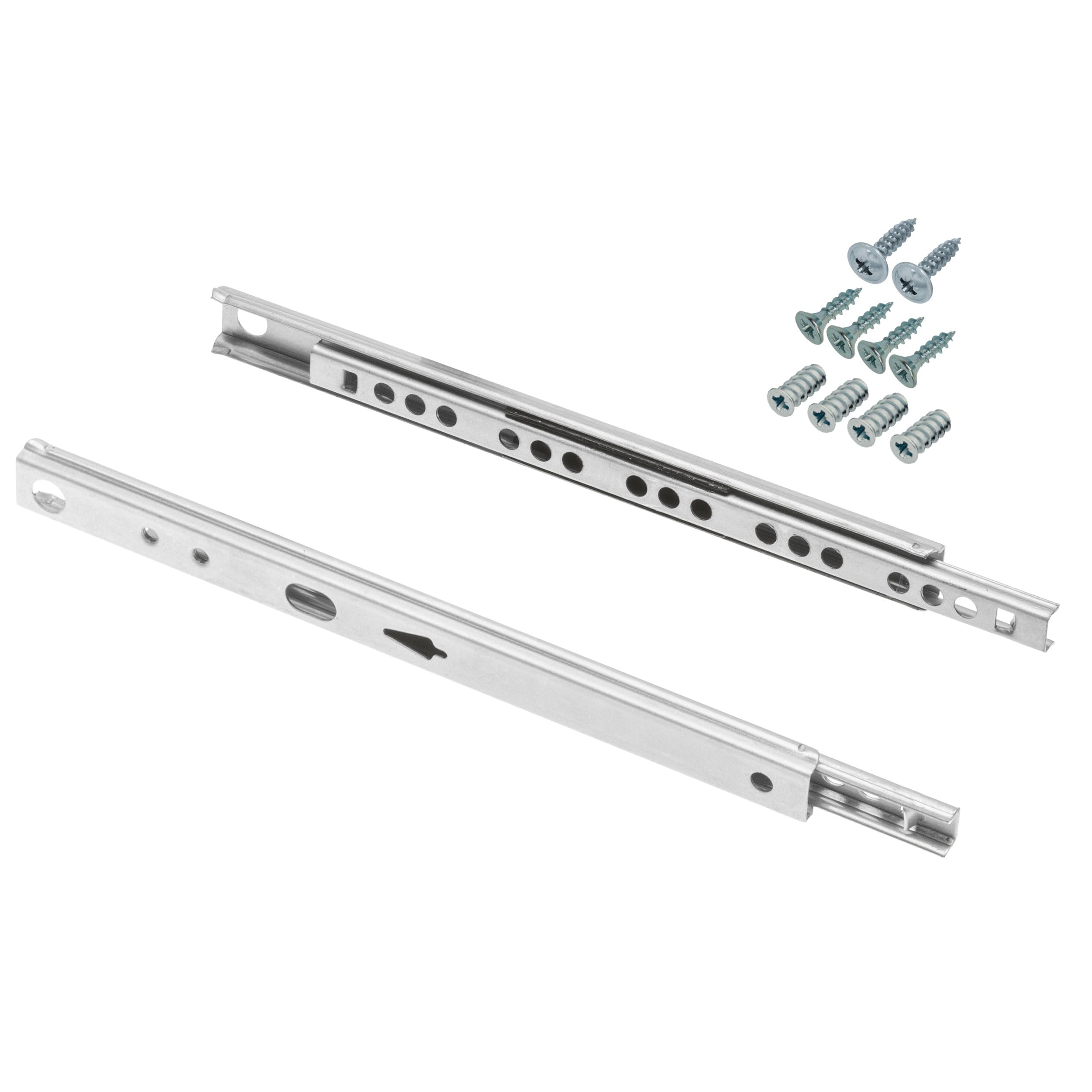 Gtv Silver Drawer Runners H17, Runners For Drawers, Drawer Rail System With Furniture Screws, Length: 214 Mm, Universal Use For Drawers With Insertion And Overlap Fronts