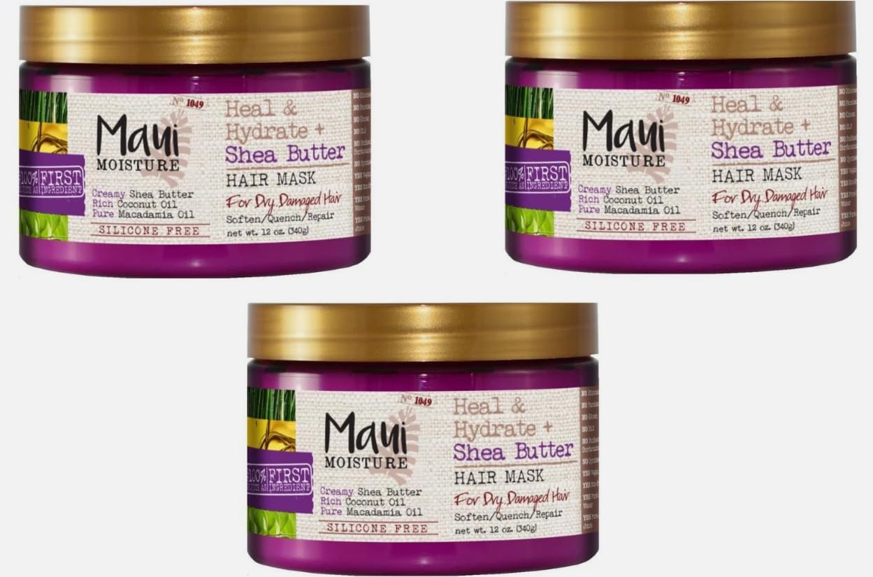 Shea Butter Hair Mask 12 Ounce Jar (Heal/Hydrate) (354ml) (3 Pack)