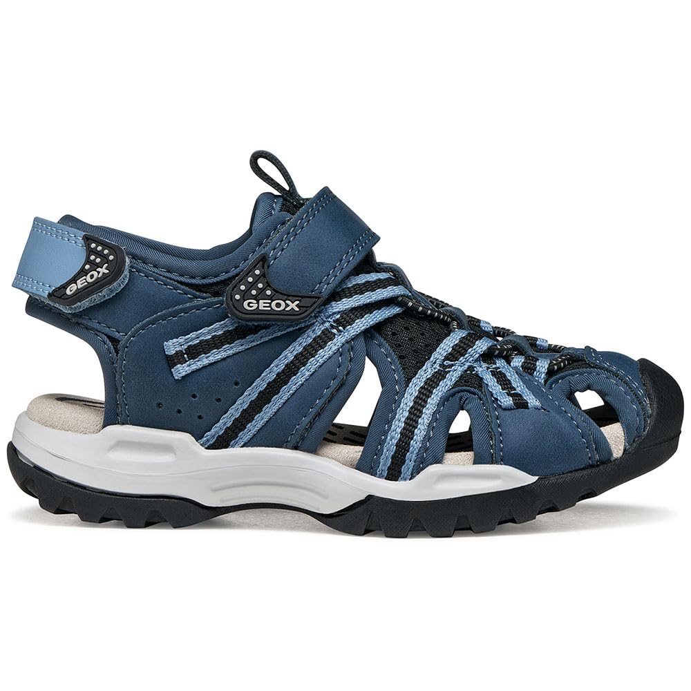 Geox J Borealis Boy B Sandal, Denim/Black, 38 EU