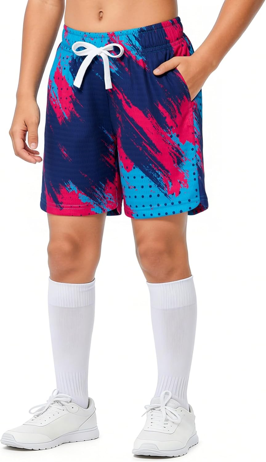 Cozople Boys Athletic Shorts Kids Mesh Breathable Basketball Shorts 4-Way Stretch Shorts for 5-14 Years