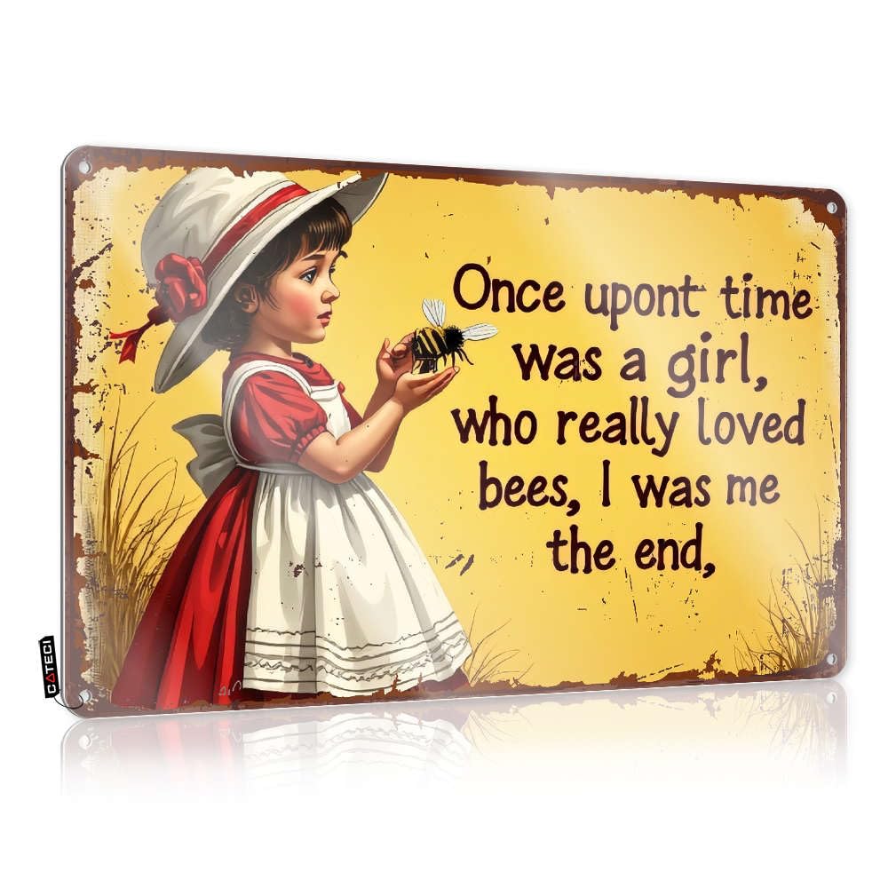 Signs Tinsign Wall Decor | A Girl Loved Bees. The End. Rustic For Kitchen Home(20X30CM)