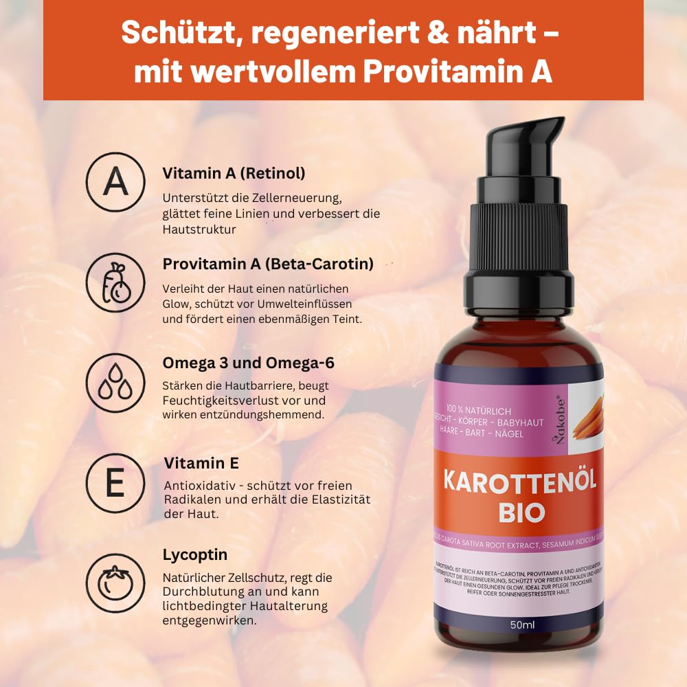 Bio Olej z Rzepki 50 ml – pielęgnacyjny i naturalny blask, 100% naturalny, bogaty w beta-karoten i witaminę A, do twarzy, ciała i masażu