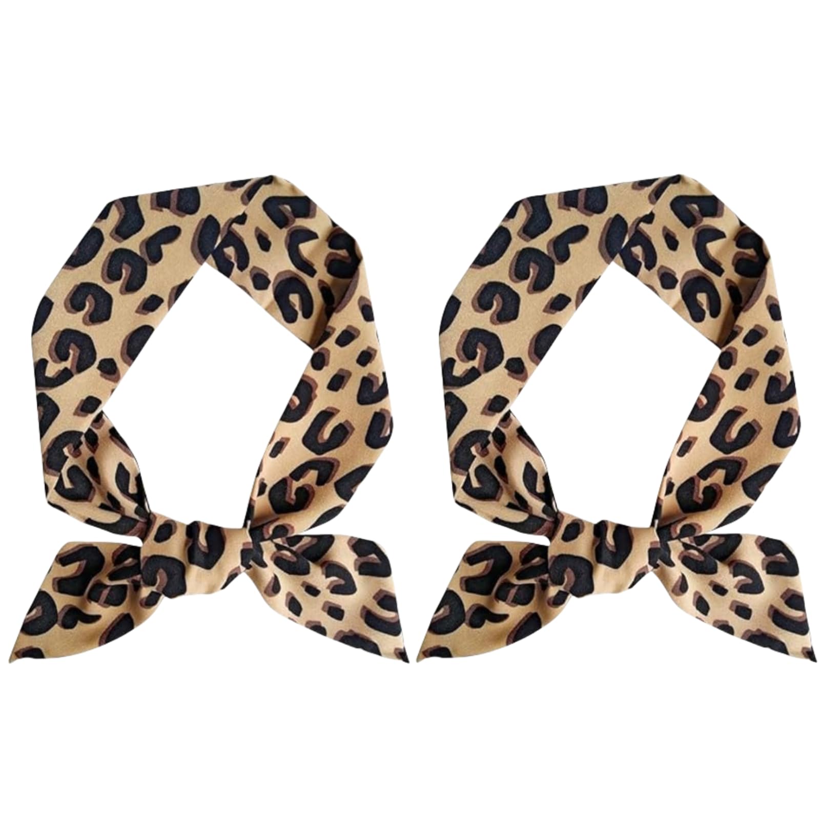 2Pcs Brown Leopard Neck Tie Chic Skinny Scarf Hairband Stylish Purse Scarf Leopard Accessory Women's Fashion Scarves,Scarves and Wraps,Leopards Print Neck Tie Scarfs,Hair Band, Women's Fashion Wrap
