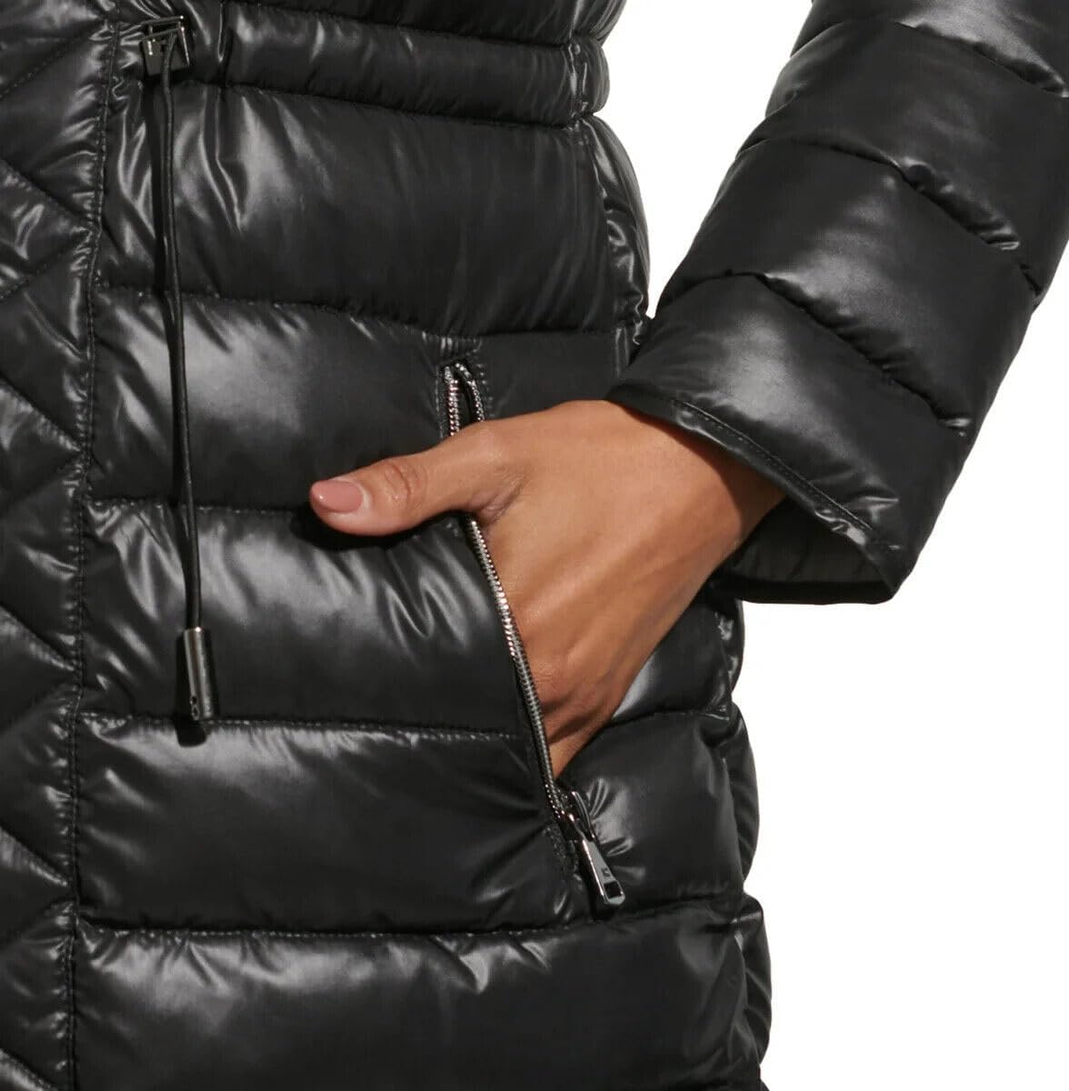 Kenneth Cole Women's Hooded Quilted Long Puffer Jacket Coat - Image 7