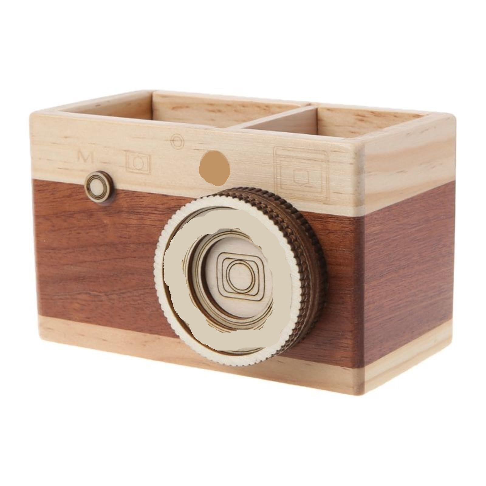 pencil holder Creative Camera Pattern Wooden Pen Pencil Case Holder Stand Desktop