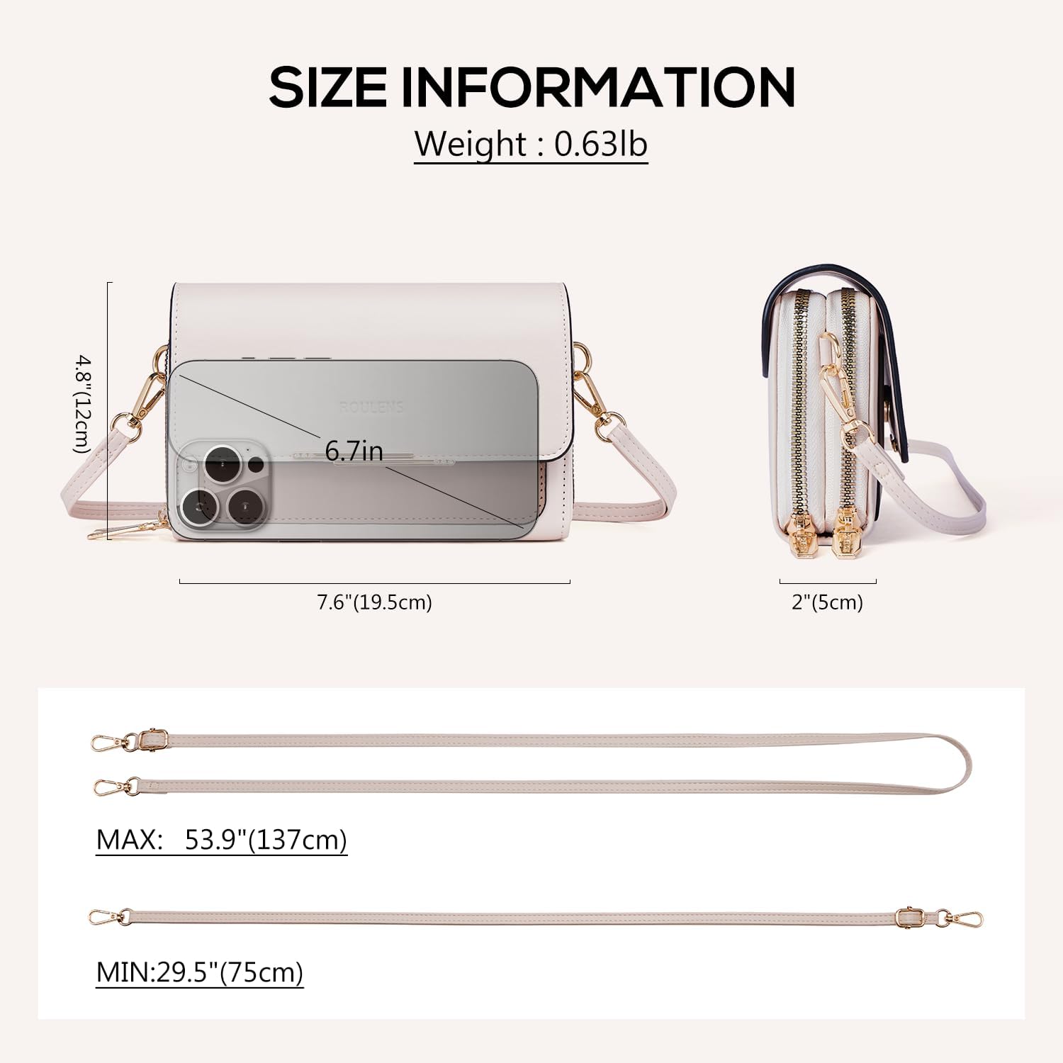 Roulens Small Crossbody Bag for Women,Cell Phone Purse Women's Shoulder Handbags Wallet Purse with Credit Card Slots - Image 5