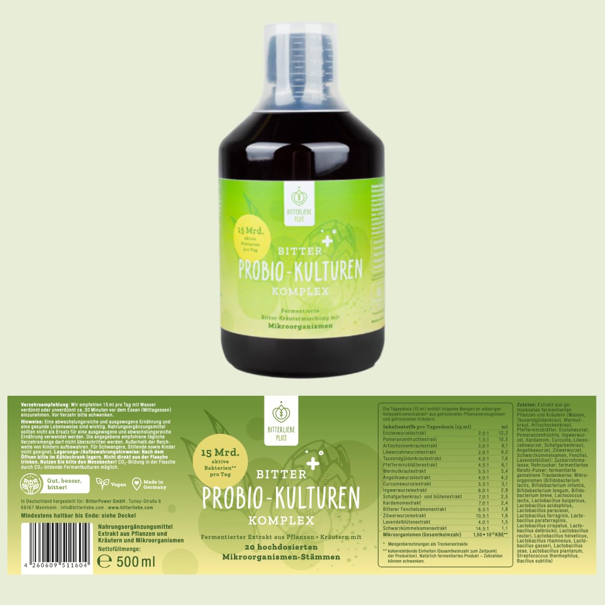 BitterLiebe Bitter Darmkur Paket - Probio Kulturen plus Ballaststoff Komplex für eine normale Verdauung* und Darmgesundheit*