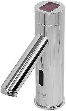 Hydrotek HB-7000SLE Solar Powered Commercial Sensor Lavatory Faucet, Touchless Faucet with Above-Deck Components. Chrome Plated, Solid Metal Construction, Non-Mixing