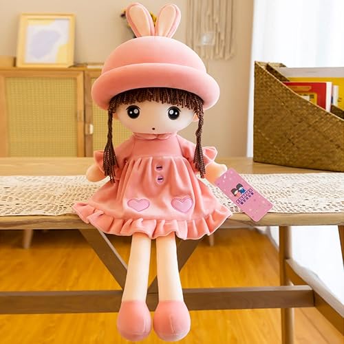 Miniatura 2 de Muñeca de felpa con ropa, muñeca de trapo de 19.7 pulgadas, acogedora muñeca de bebé suave para niños, juguete de peluche con falda de sombrero,