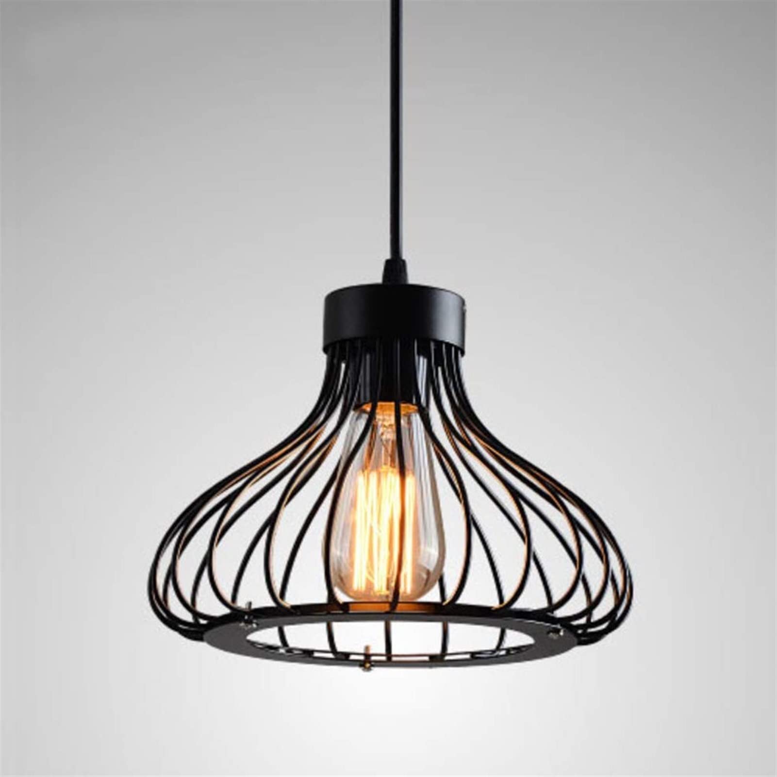 LYMSXAZOU Retro Industrial Metal Pendant Light, intage cage Ceiling lamp, Compatible with bar, Dining-Room, Study, Kitchen, Bedroom,Chandelier Light Fixture