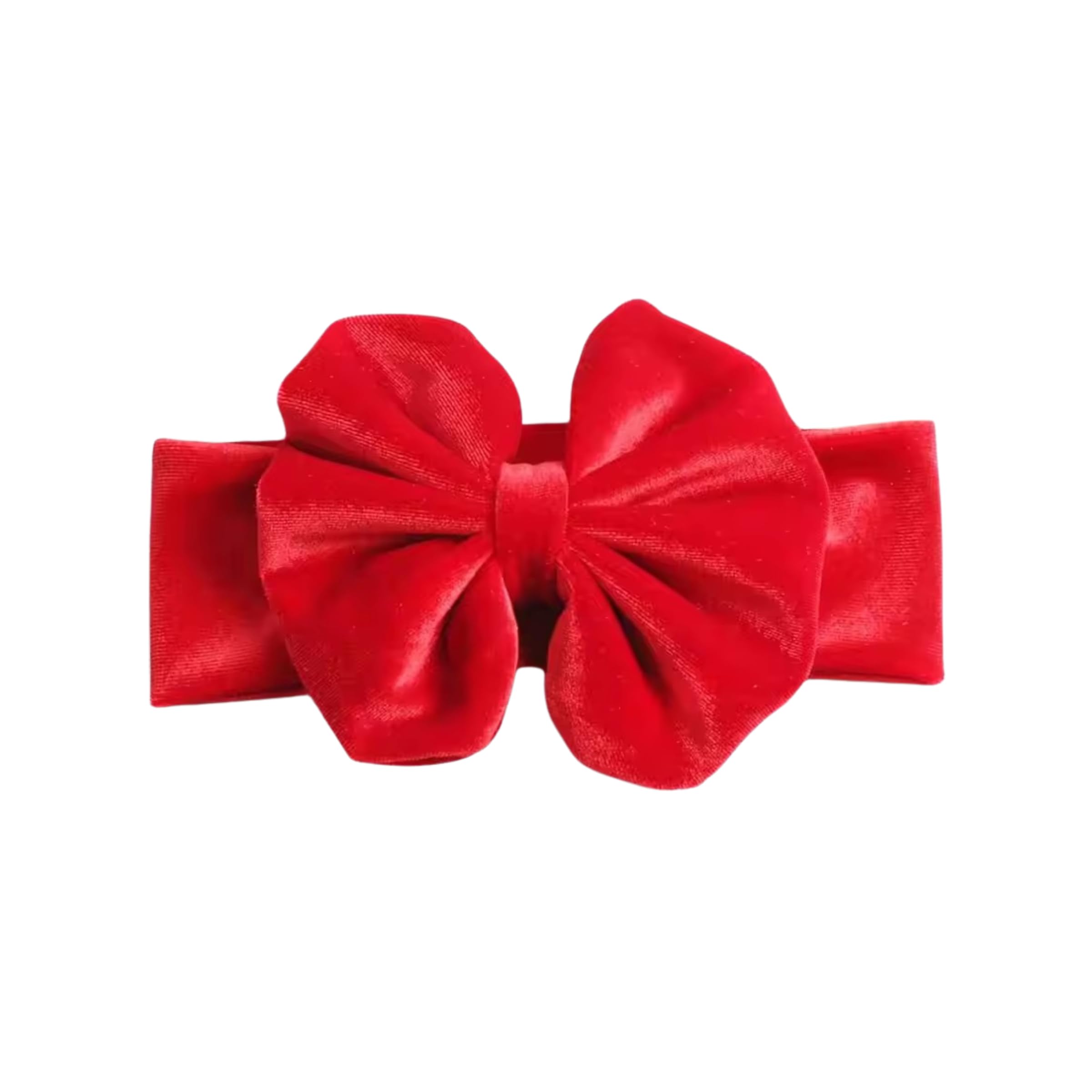 Fascetta per Capelli Neonata con Fiocco Rosso in Velluto-Fascia per capelli Bambina