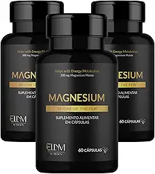 Magnesio Dimalato 300mg Puro ELLYM NUTRITION 180 Cápsulas Formação de Ossos Metabolismo Energético Magnesium Malate
