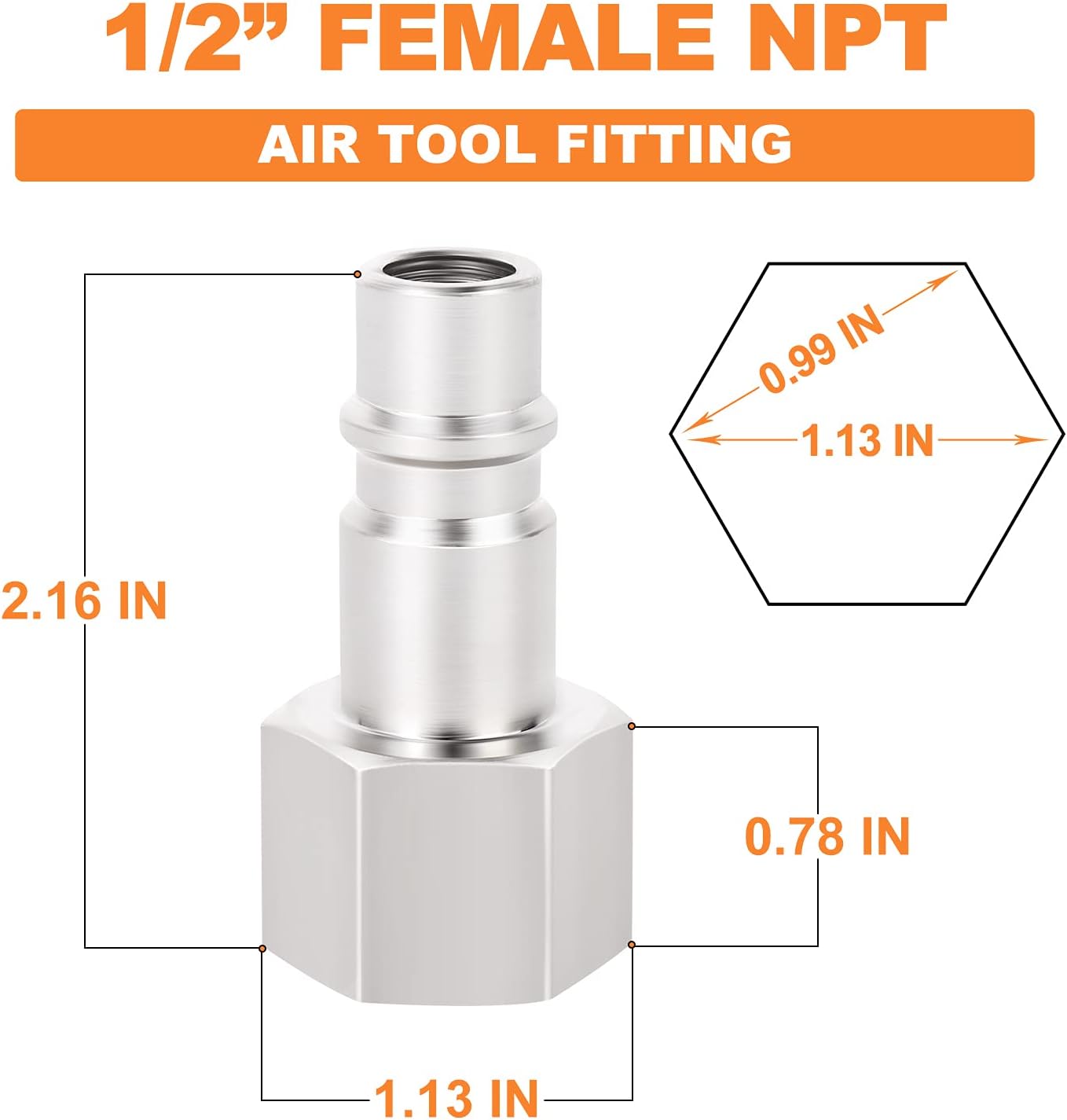 GASHER 10PCS 1/2-Inch NPT Female Industrial Air Tool Fitting, 1/2-Inch High Flow Pneumatic Plugs Max Working Pressure 300PSI