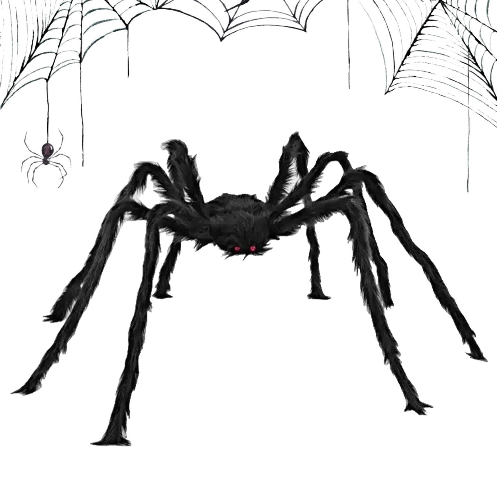 Pw Tools 125Cm/49.21 Inches Giant Spider Halloween Decorations, 90Cm//150Cm Giant Hairy Black Spider, Scary Fake Spider, Realistic Large Spider Props For Indoor Outdoor Halloween Decor