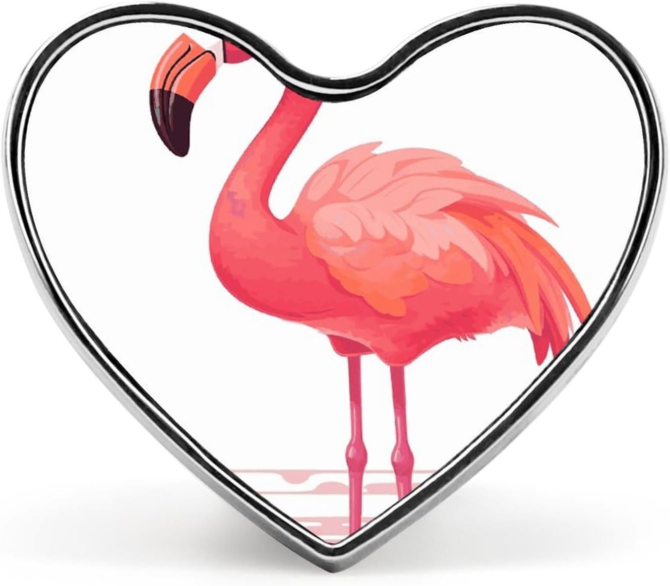 Cartoon Flamingo Badges Heart with Button Design, Personalized Picture Pin Brooches, Heart Badge Holders for Decorate Hat Shirt Clothing Bag Accessories