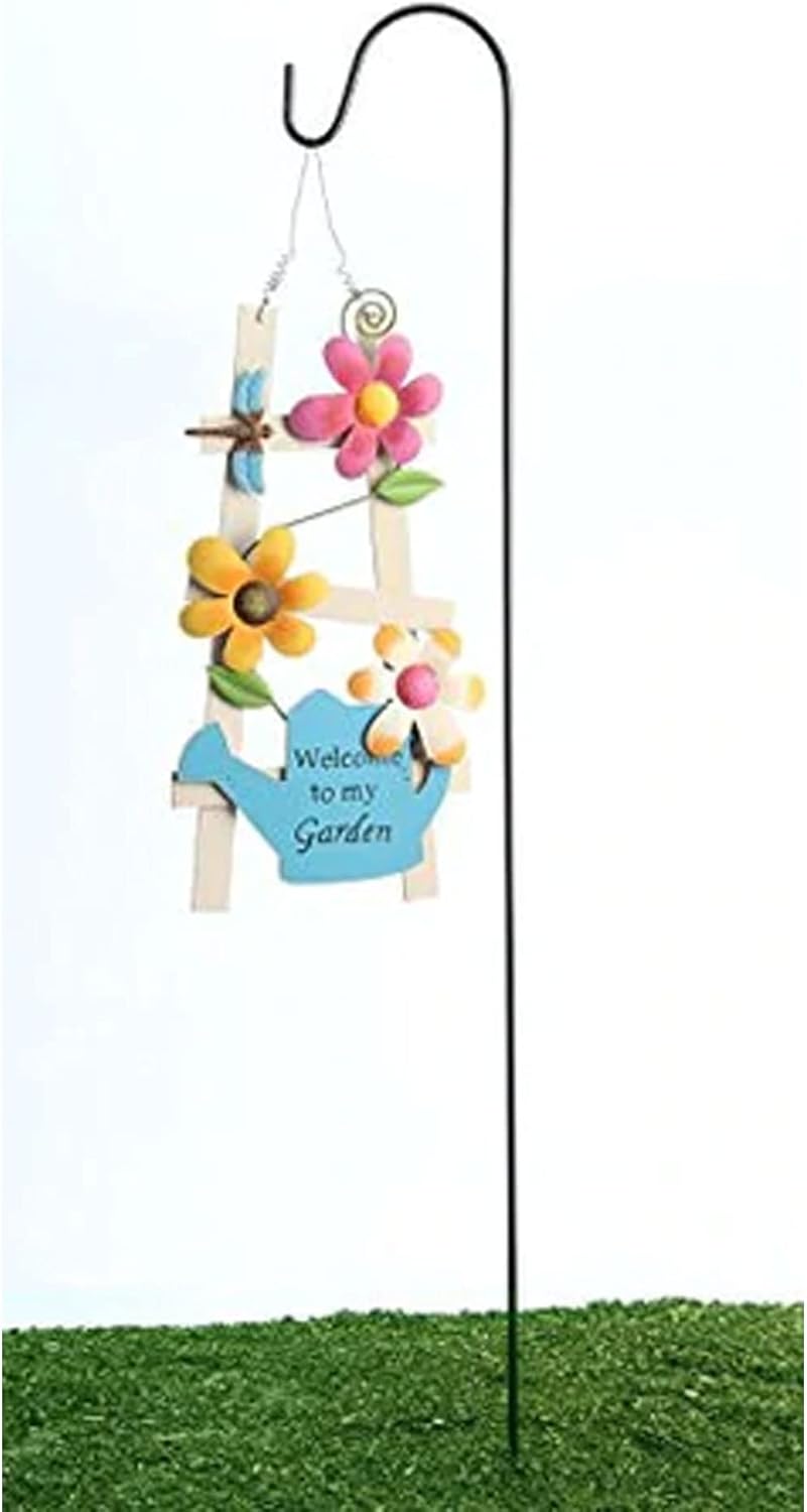 Ashman Shepherd Hook 48 Inch 10 Pack, Rust Resistant Steel Hooks Ideal for Hanging Plant Baskets, Solar Lights, Lanterns, Bird Feeders & More (Black)