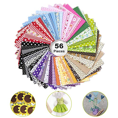 Telas para manualidades,WolinTek 56 piezas 25 cm x 25 cm tela de algodón paquete,tela de Algodón y lino utilizada para patchwork DIY, álbumes de recortes y manualidades