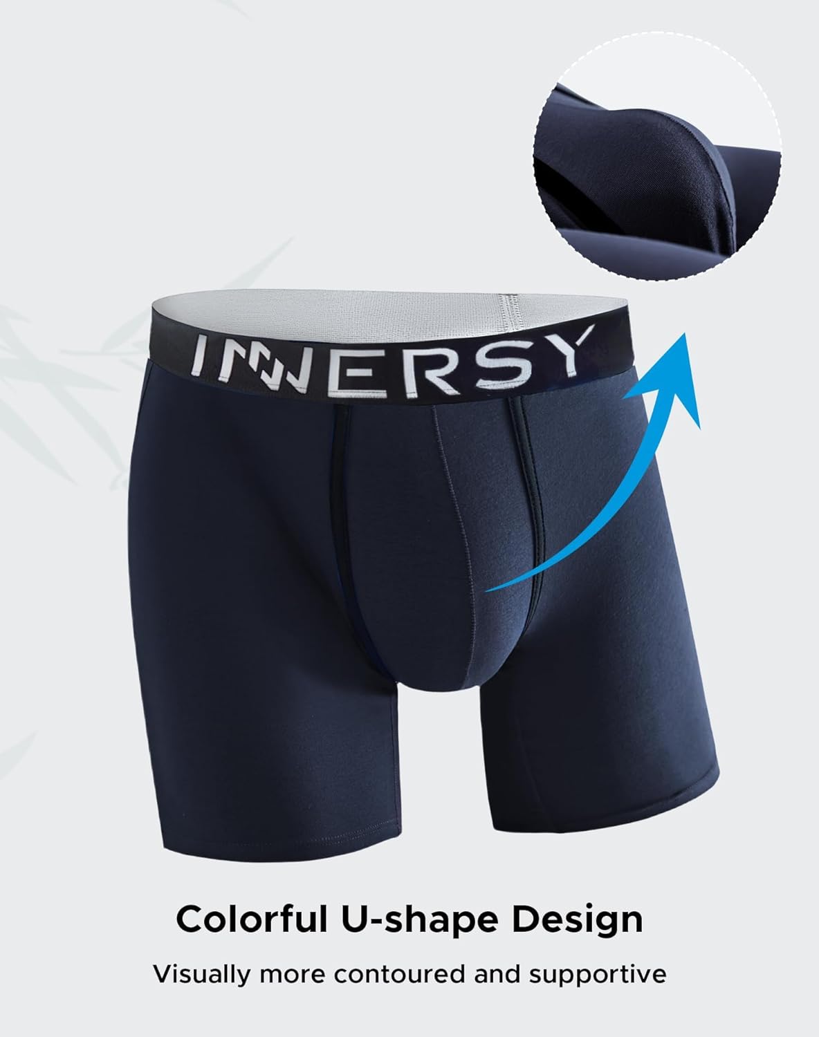 INNERSY Men's Boxer Underwear U-shape Cotton Stylish Breathable Boxer Briefs 3-Pack - Image 3