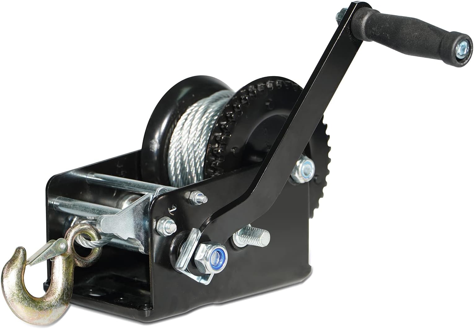Bateau Marine Winch 3500lbs Heavy Duty Boat Trailer Winch With 33FT Strap, 2 -Way Ratchet 4:1/8:1 Gear, Portable Hand Crank Winch For Boat, Truck, Trailer, RV, ATV, Jet Boat Winch Strap With Hook