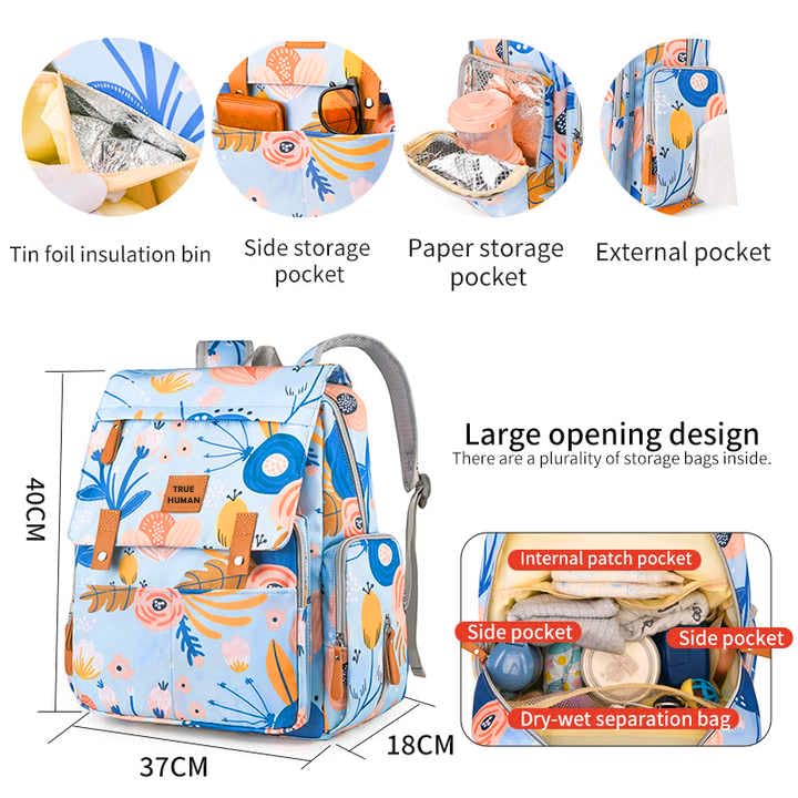 TRUE HUMAN multipurpose Floral Print Backpack, Padded Straps, Multiple Compartments,Large Capacity Fashion Bag for College Office 1