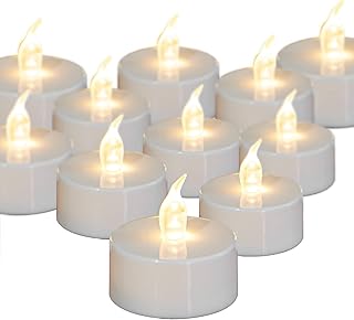 Battery Operated LED Tea Light Candles: 12-Pack of Realistic Bright Twinkling Long Lasting flameless Candles for Holiday G...