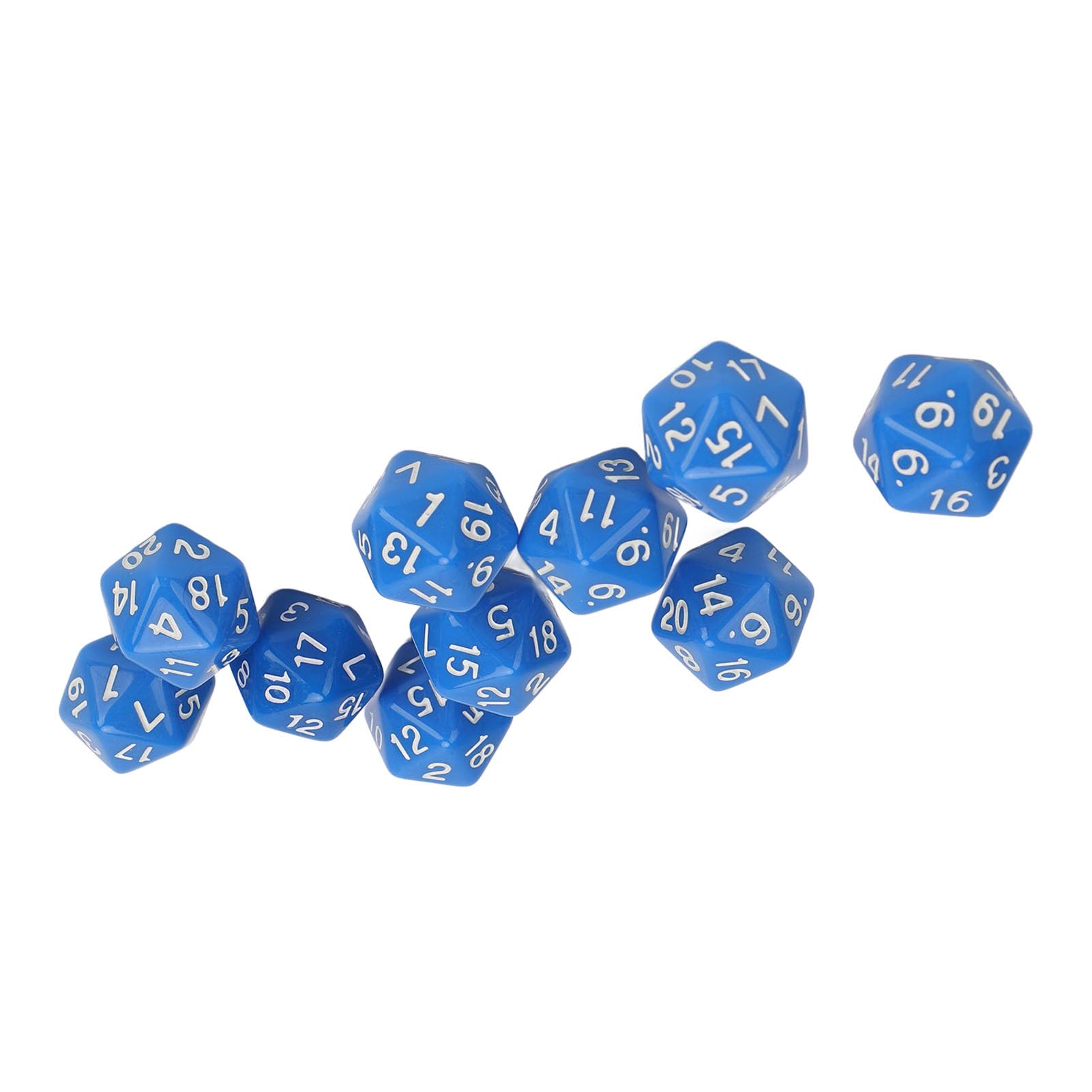 Juego de Dados poliédricos, 10 Piezas de plástico de Alta Resistencia, Dados de 20 Caras para Juegos de rol, Juegos de Mesa, educación matemática, Ligero, Duradero, Resistente a (Azul)