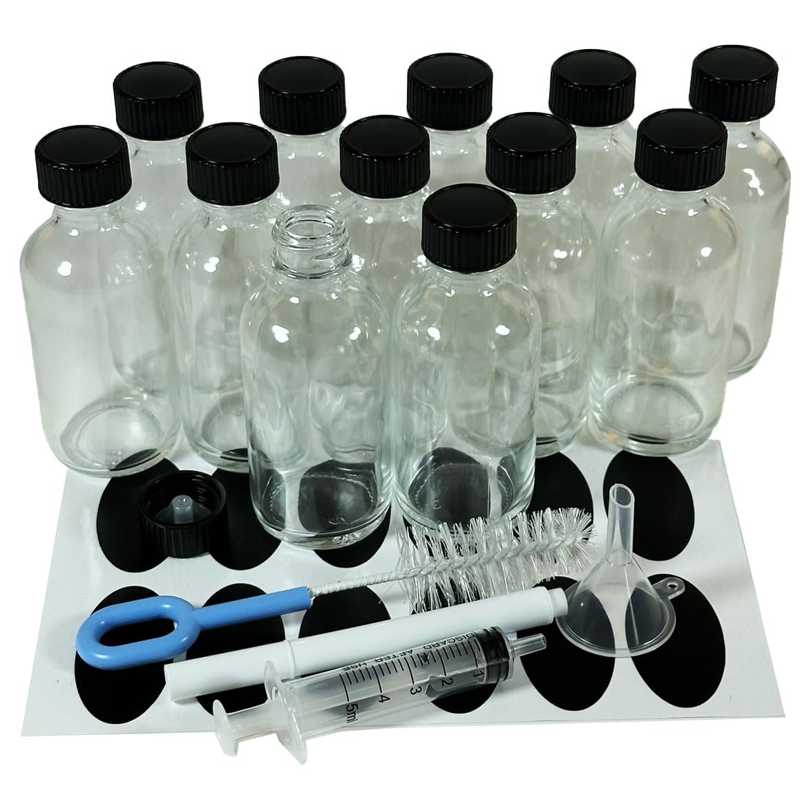 PIPIBA (12個入り) 60ml 黒色蓋付き遮光ボトル エッセンシャルオイル用ガラス瓶