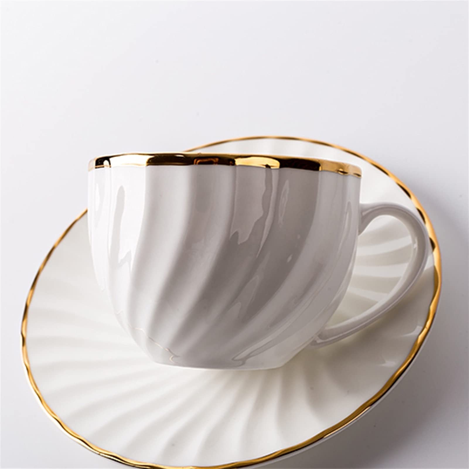 Kubek do kawy - elegancki zestaw filiżanek do kawy z porcelany kostnej - design Phnom Penh, proste ceramiczne kubki do cappuccino ze spodkiem, idealne na popołudniową herbatę