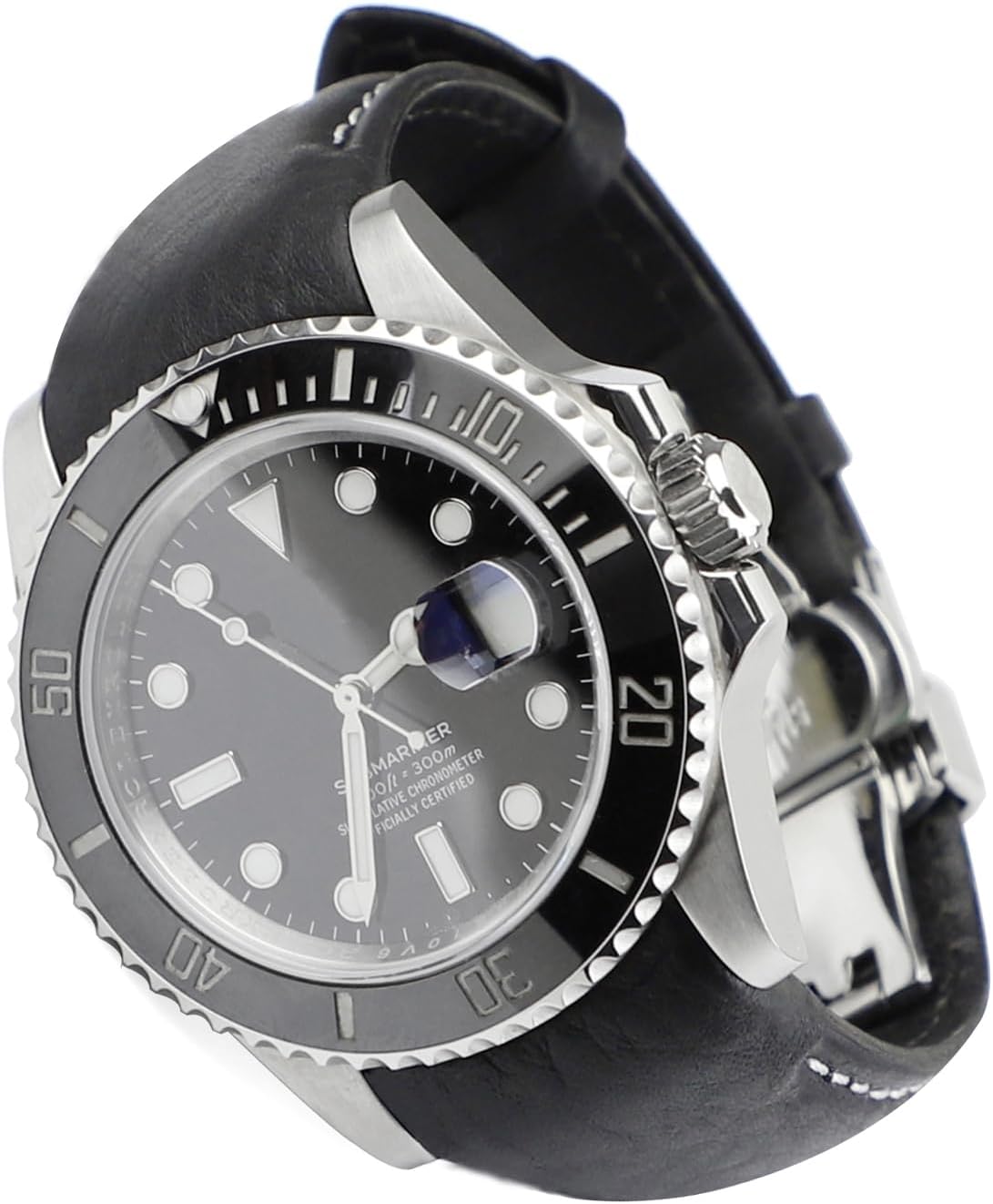 21mm Curved End Retro Leather Watch Band for Rolex
