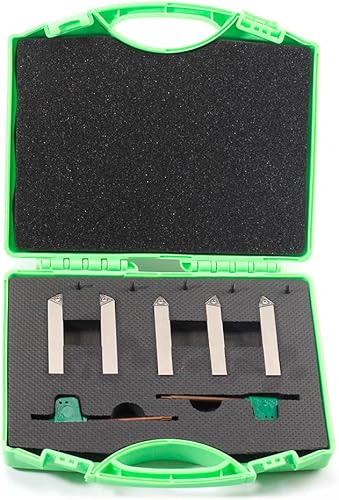 Mini herramienta de torneado de torno indexable, vástago de 38 pulgadas, niquelado de 5 piezas, juego de herramientas de torneado de carburo,