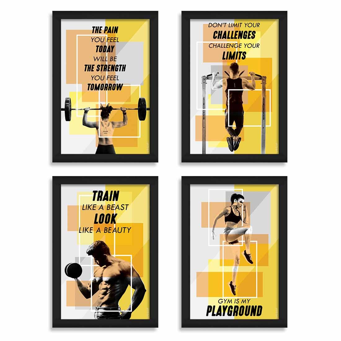 Gym & Motivational Wall Frames - 4 Pack -1 Gym & Motivational Wall Frames - 4 Pack -1