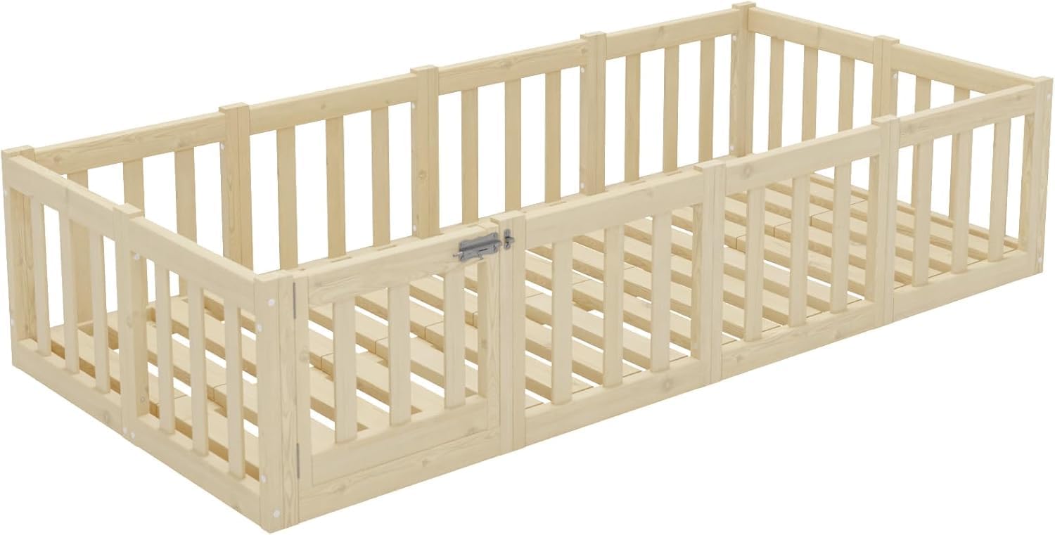 Close-up of the lockable gate on the Crazy Pine Montessori Floor Bed.