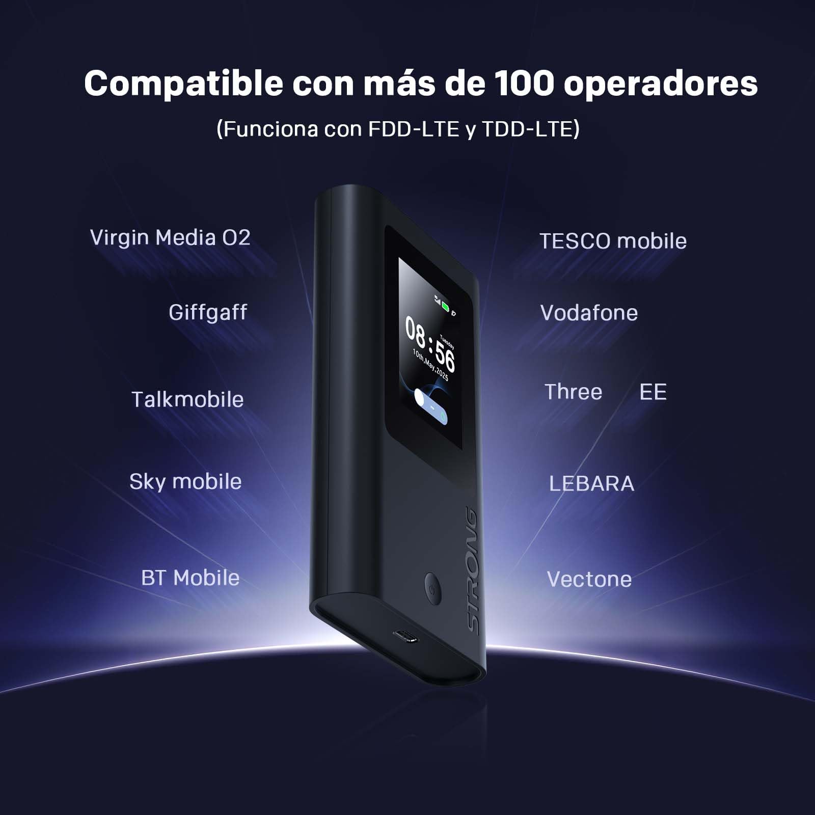 Strong 5G+ HOPI Router 5G Portátil WiFi 6 AX1800 con 5GB de Datos, Hotspot WiFi de Bolsillo con eSIM, hasta 3,4 Gbps de Velocidad de Descarga 5G, Batería de 4500 mAh, Puerto USB-C, Función Power Bank