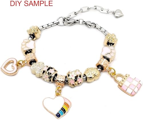 Miniatura 4 de Cuentas mixtas, 40 piezas de dijes para hacer joyas, cuentas de aleación de agujero grande de rinesotono, varios colores y estilos al azar, Oro