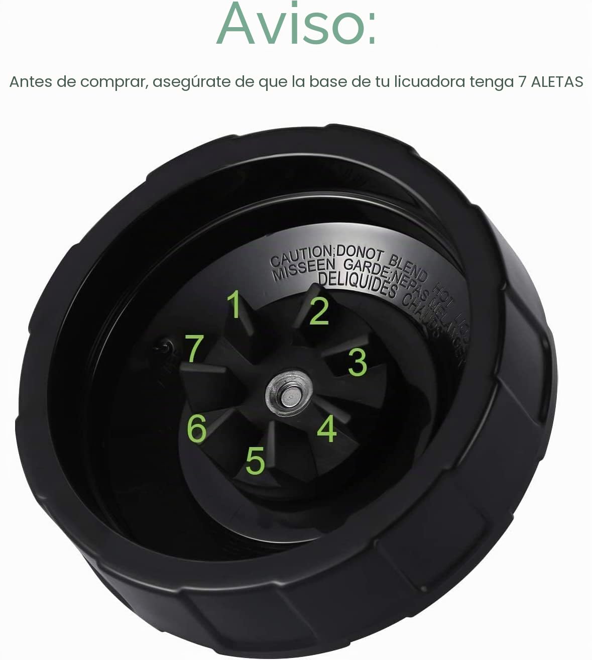 Paquete de 2 piezas de repuesto para licuadora, conjunto de cuchillas extractoras de 7 aletas con junta de goma compatible con licuadoras Nurti Ninja Auto iQ BL480 BL482 BL642 BL682 NN102