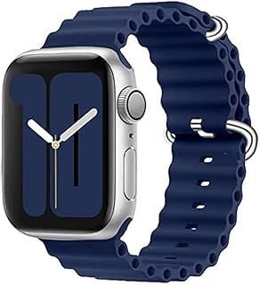 ELMO3EZZ Adjustable Silicone Sport Loop Strap for iWatch Series Ultra 8 7 6 5 4 3 2 1 SE, Adjustable Sport Loop Strap Compatible with Apple Watch Band 38mm 40mm 41mm (Blue)