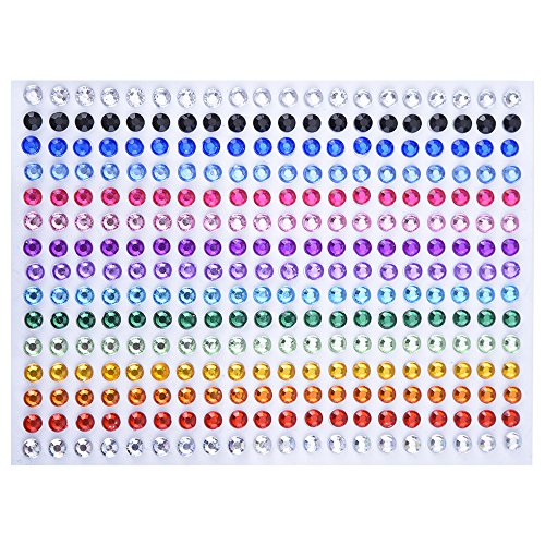 eBoot 300 Pieces 5mm Colorful Bling Rhinestone Sticker Sheet