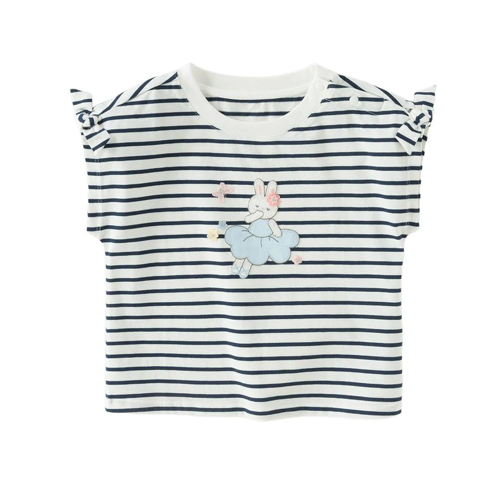 CYBHSM - Camisetas de verano con estampado de dibujos animados para niñas, camisetas de algodón de manga corta para niños, ropa casual al aire libre